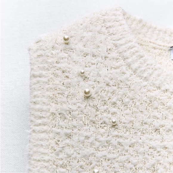 Zara PEARL TRIM KNIT MINI DRESS REF. 4331/006/712 190/016 - Picture 10 of 14